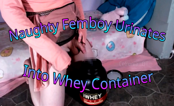 Naughty Femboy Urinates Into Whey Container - Teaser